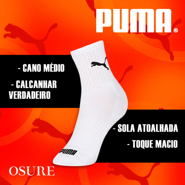 Kit 6 Pares Meias Puma Cano Médio Masculino Adulto Original - Image 2